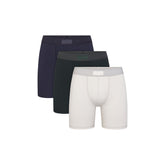 SKIMS COTTON MENS 5" BOXER BRIEF 3-PACK | BLUE BLACK MULTI