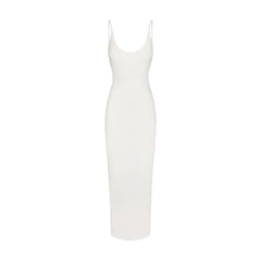 SMOOTH LAYERS SCOOP NECK LONG DRESS | EGRET