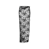 ULTRA FINE LACE LONG TIE SKIRT | ONYX