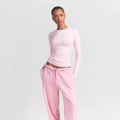 COTTON JERSEY LONG SLEEVE T-SHIRT | CHERRY BLOSSOM