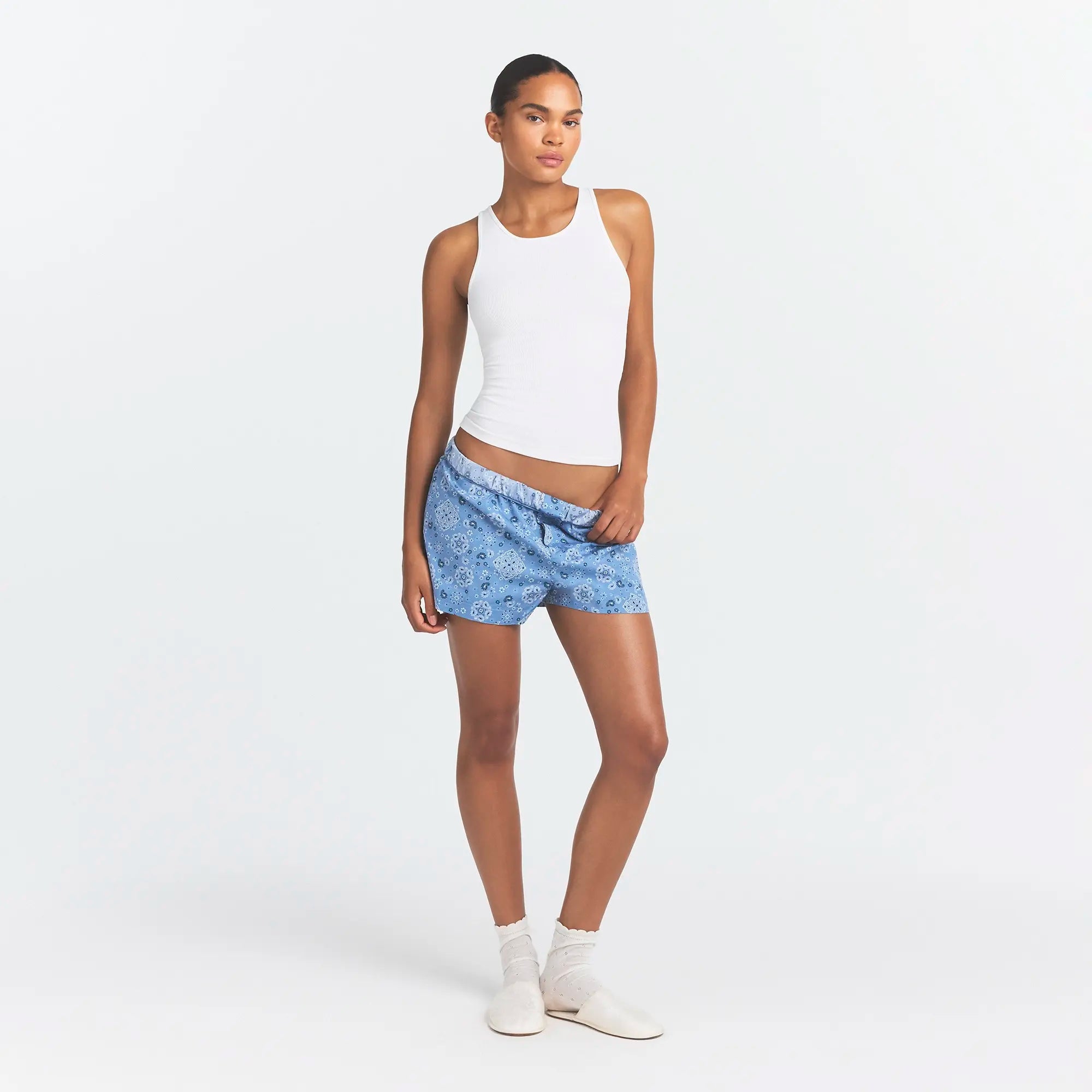 COTTON POPLIN BOXER SLEEP SET | ARCTIC SNOW BANDANA